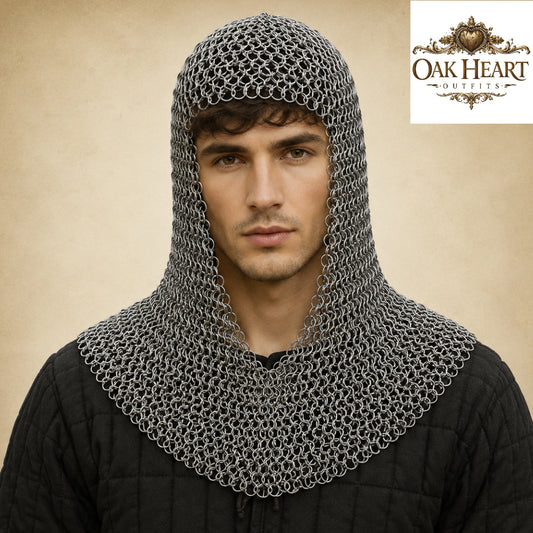 Medieval Chainmail Coif Hood – Butted Mail Armor for Costume