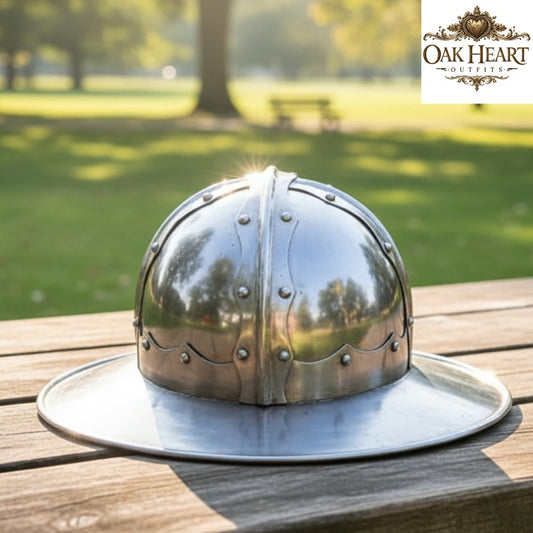 Medieval Kettle Hat Helmet 18 Gauge Steel – Authentic Wearable Knight Armor Display Piece