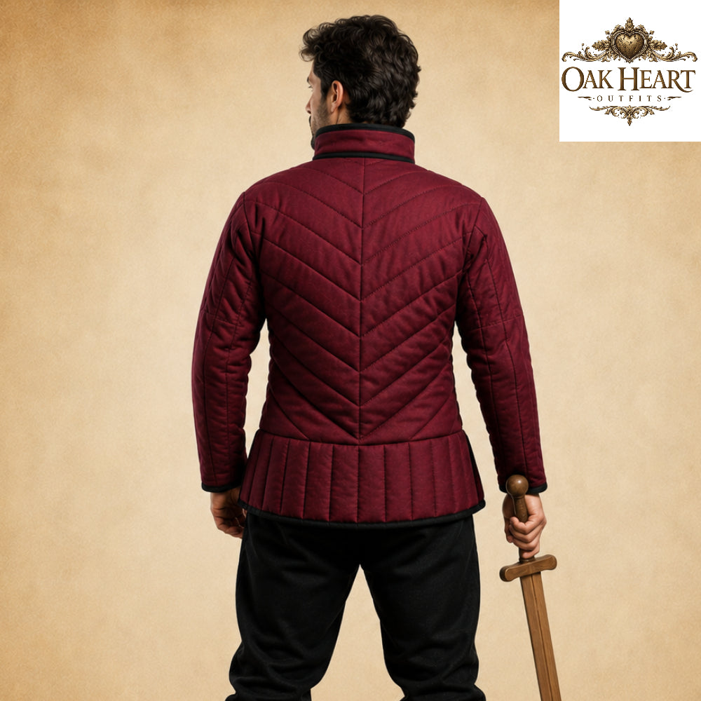 Medieval Asymmetrical Gambeson – Quilted Padded Armor Jacket for LARP