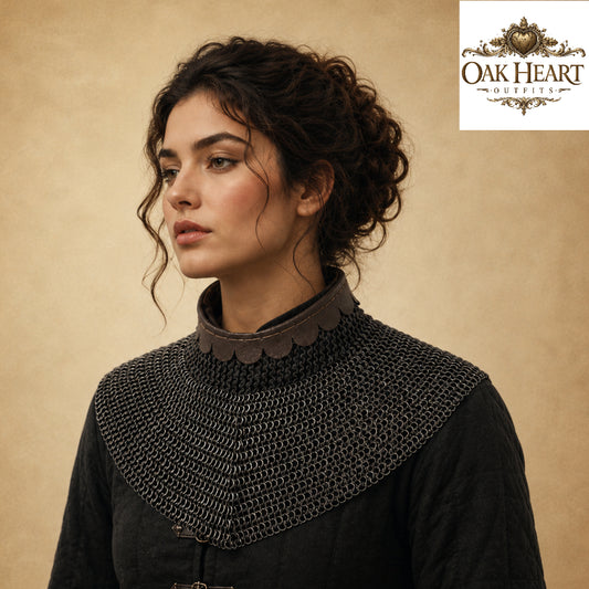 Medieval Chainmail Aventail Coif – 9MM Flat Ring Knight Neck Protection