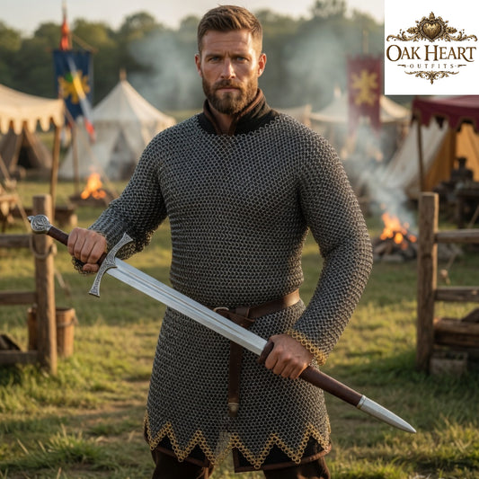 Medieval Chainmail Shirt Hauberk – 9mm Flat Riveted Armor for LARP & Reenactment