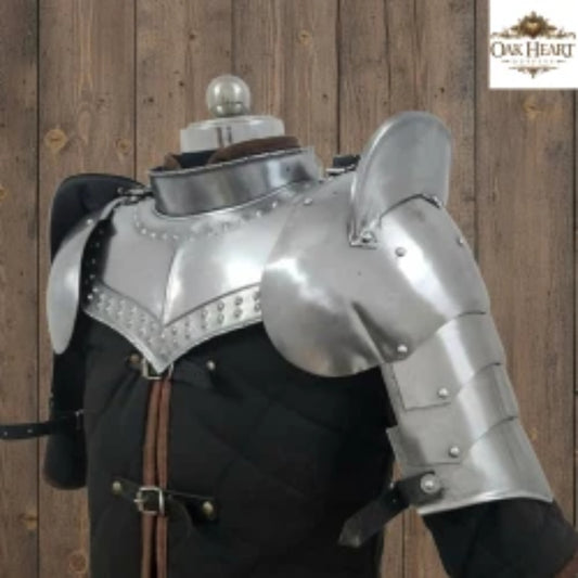 Medieval Steel Pauldrons with Gorget – Knight Shoulder Armor
