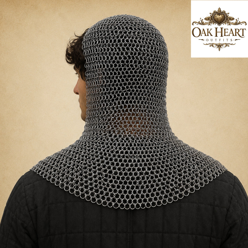 Medieval Chainmail Coif Hood – Butted Mail Armor for Costume
