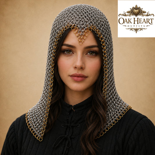 Medieval Aluminum Butted Chainmail Coif Hood – 10MM Rings Lightweight Armor