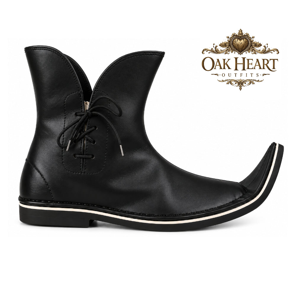 Medieval Leather Boots for Men | Renaissance LARP Boots | Fantasy Pointed Toe Ankle