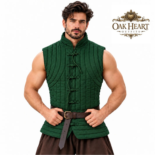 Medieval Padded Vest, Sleeveless Quilted Gambeson Armor, SCA Fighter Gear,