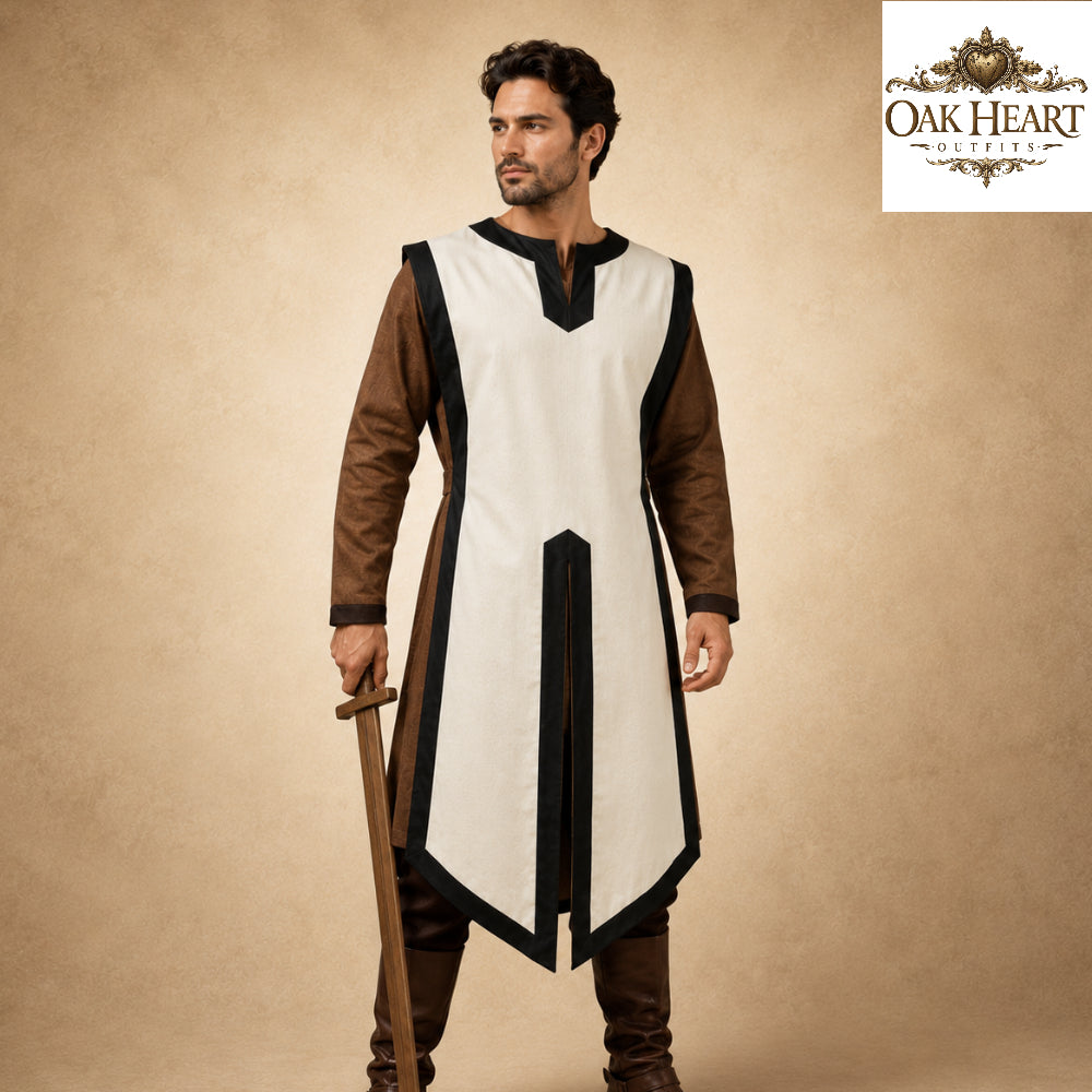 Medieval Cotton Tabard with Side Laces – Crusader Surcoat for LARP & Reenactment