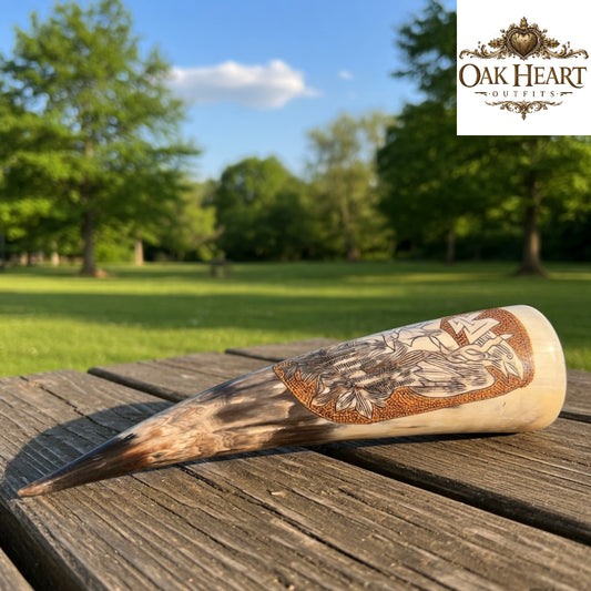 Odin Viking Drinking Horn – Handcrafted Norse Mead Horn with Valknut