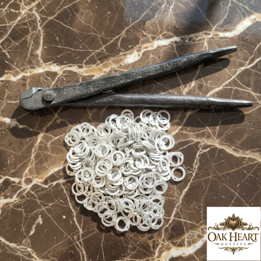 Loose 9mm Chainmail Rings – Flat Riveted Steel Rings with Free Tool for DIY Chainmail