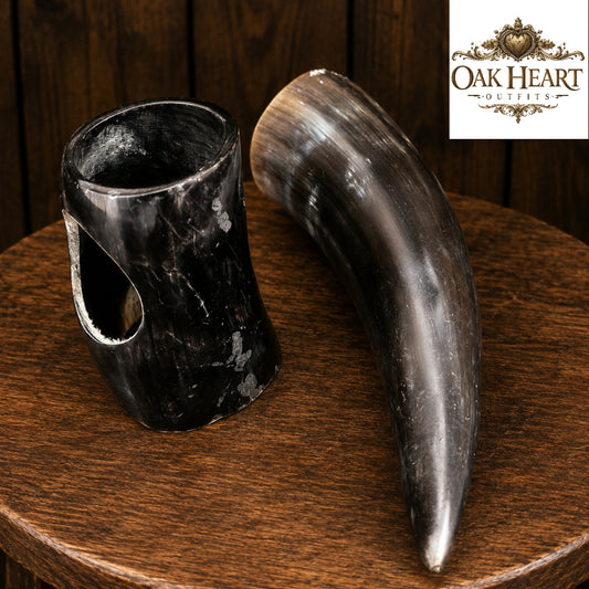 Handcrafted Viking Ale Horn with Display Stand