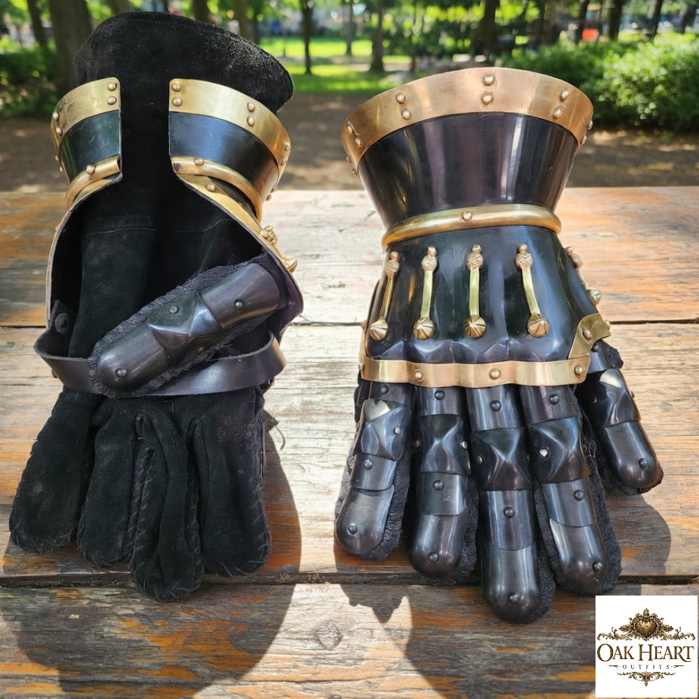 Medieval Armor Gauntlets 16G Steel – SCA Combat Gloves with Leather Lining, LARP Knight Gear