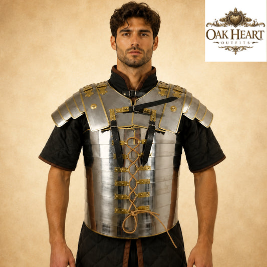 Roman Lorica Segmentata Armor, Brass Trim, 18 Gauge Steel