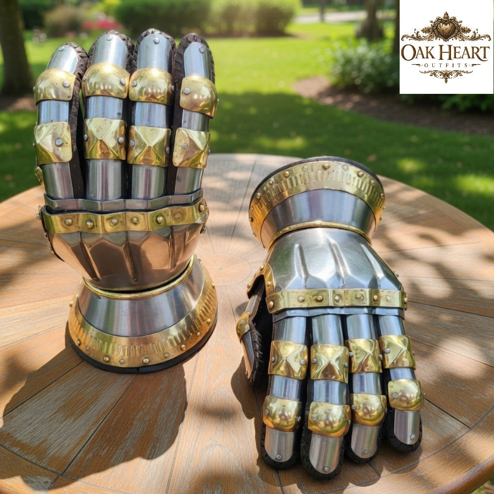 Churburg Hourglass Gauntlets, Mild Steel Armor Gloves, Medieval Knight Gauntlets