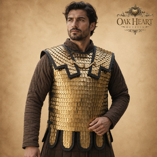 Roman Brass Squamata Armor – Medieval Scale Cuirass for Cosplay