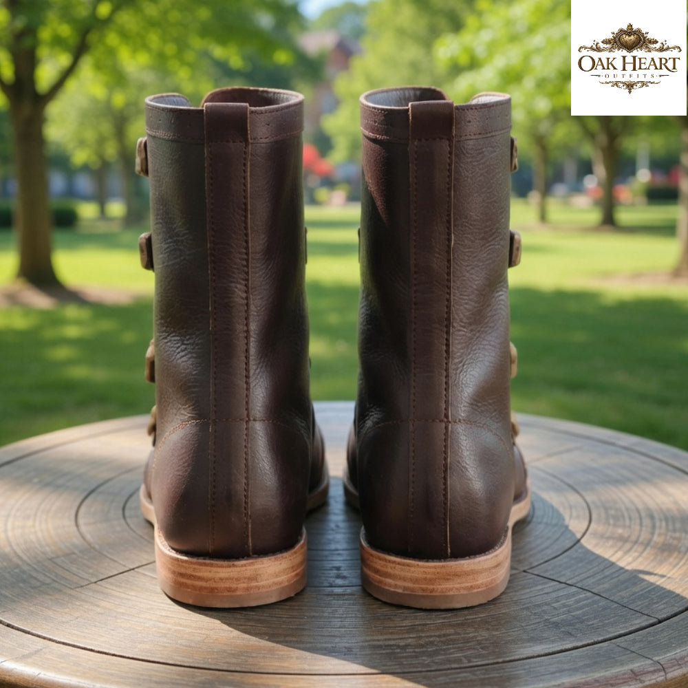 Medieval Viking Leather Ankle Boots – Renaissance Shoes, Handmade LARP & Cosplay Footwear