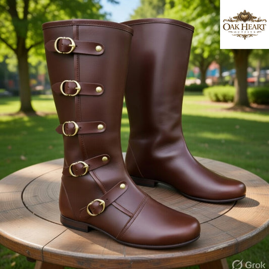 Medieval Leather Boots – Viking Pirate Shoes for LARP, Ren Faire & Halloween Costume