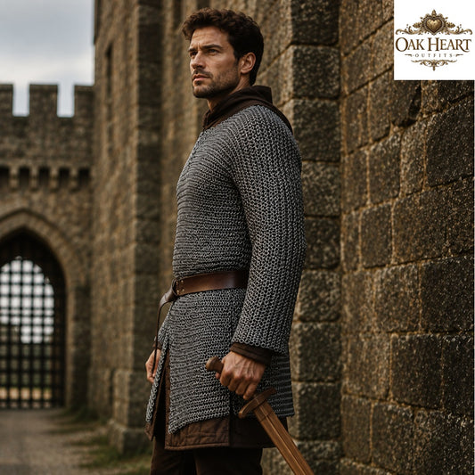 Medieval Viking Chainmail Hauberk – 6MM Round Ring Costume for Events