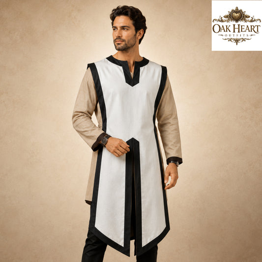 Medieval Cotton Tabard with Side Laces – Crusader Surcoat for LARP & Reenactment