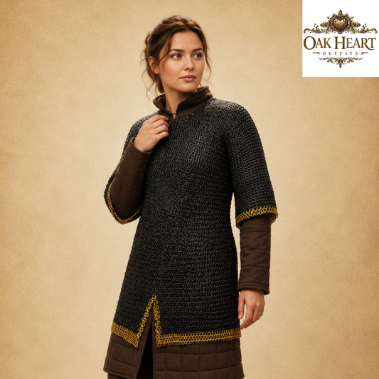 Medieval Chainmail Shirt – 8MM Flat Riveted Rings with Brass Rows