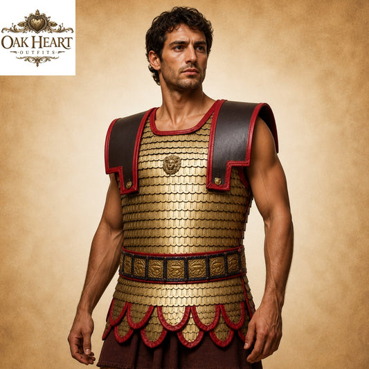 Roman Lorica Squamata Armor in Brass Scales – Ideal for LARP, Reenactment & Cosplay (36x26mm)