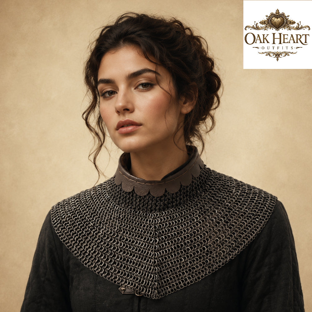 Medieval Chainmail Aventail Coif – 9MM Flat Ring Knight Neck Protection