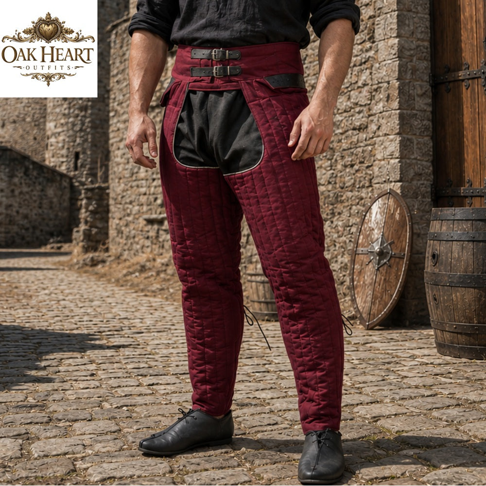 Medieval Padded Chausses Cotton Leggings with Arming Belt | SCA Armor | HEMA