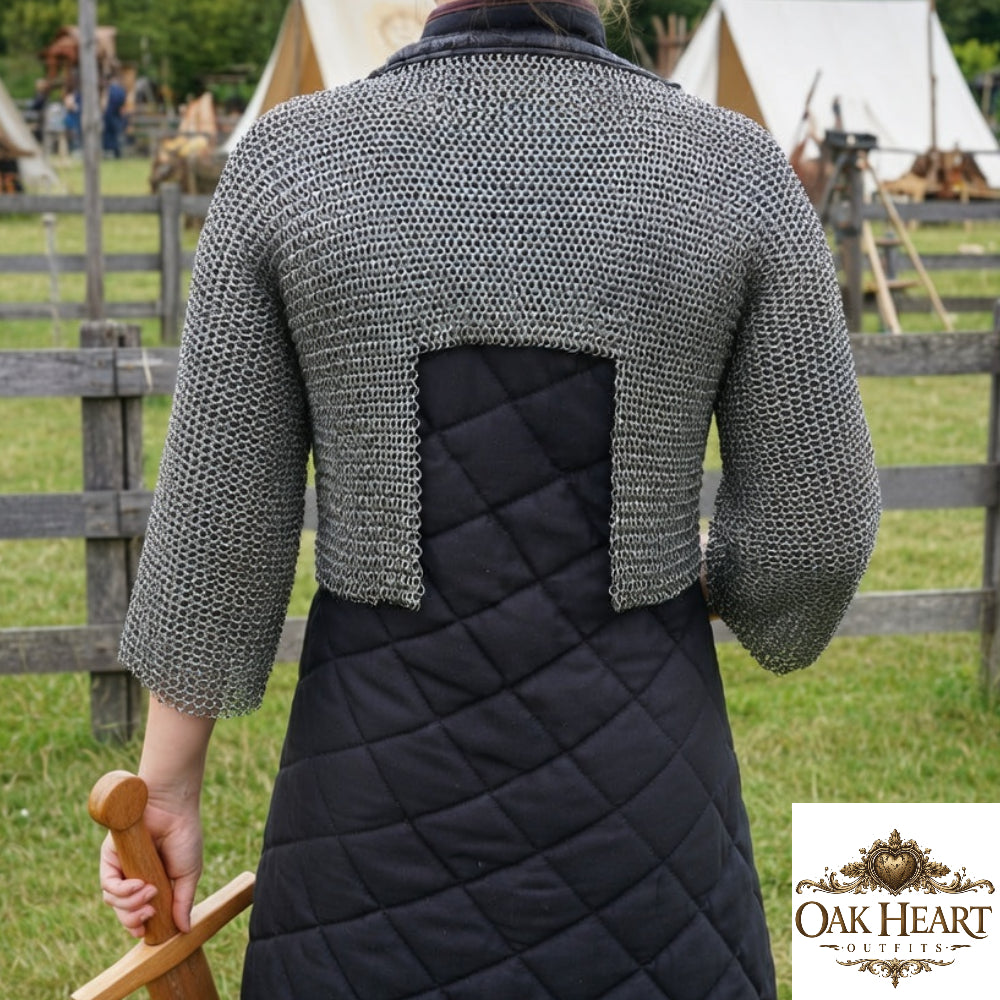 Medieval Chainmail Half Hauberk 9mm Riveted Mail Shirt Knight Armor LARP Cosplay