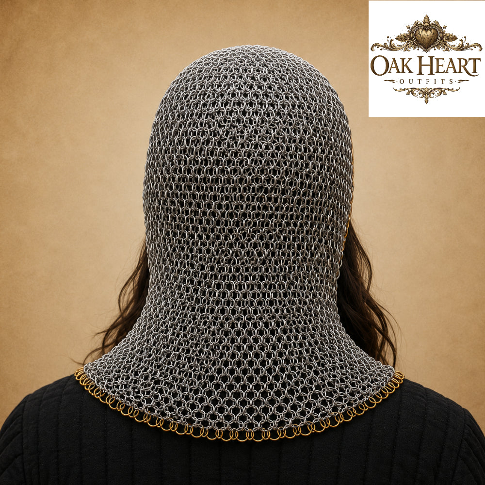 Medieval Aluminum Butted Chainmail Coif Hood – 10MM Rings Lightweight Armor