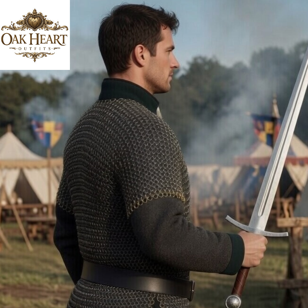 Medieval Chainmail Shirt – 8MM Flat Riveted MS Armor with Short Sleeves