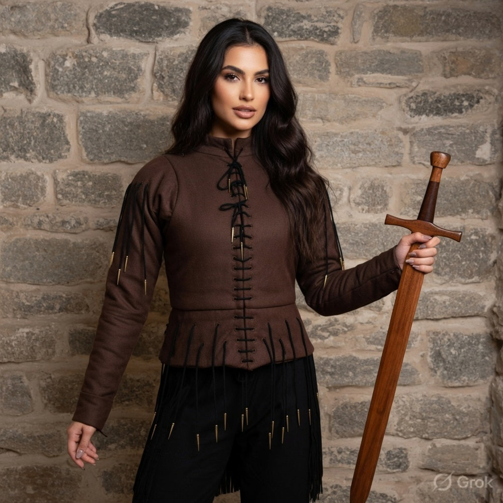 Yellow Lace-Up Medieval Archer Top – Viking Gambeson for LARP, Ren Faire & Reenactment