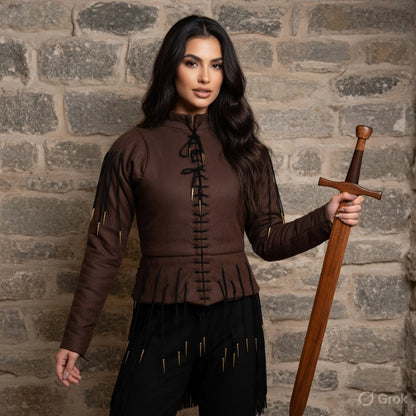 Yellow Lace-Up Medieval Archer Top – Viking Gambeson for LARP, Ren Faire & Reenactment