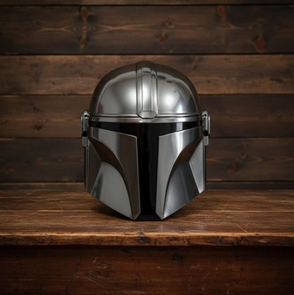 Mandalorian Helmet : Free Wooden Stand , Metal Replica Reproduction