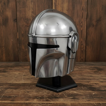 Mandalorian Helmet : Free Wooden Stand , Metal Replica Reproduction