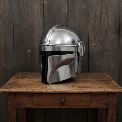 Mandalorian Helmet : Free Wooden Stand , Metal Replica Reproduction