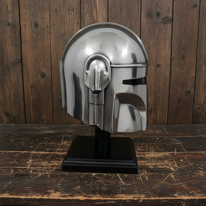 Mandalorian Helmet : Free Wooden Stand , Metal Replica Reproduction
