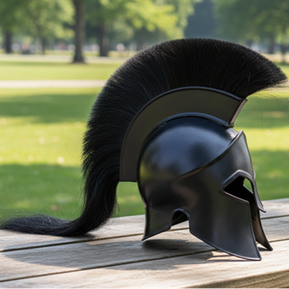 Greek Corinthian Helmet Replica | Medieval Armor with Wooden Stand