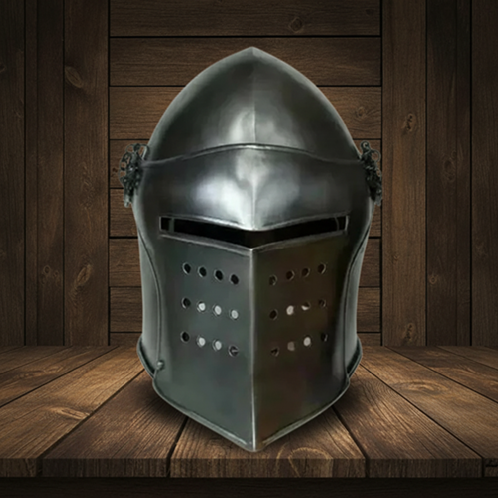 Medieval Barbute Helmet – Barbuta Armor Helm for Reenactment & Cosplay with stand