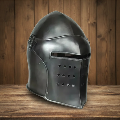 Medieval Barbute Helmet – Barbuta Armor Helm for Reenactment & Cosplay with stand