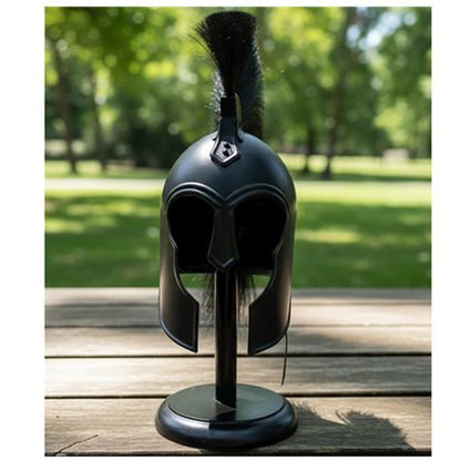 Medieval Achilles Troy Black Helmet – Trojan Warrior Greek Armor Helm with Free Wooden Stand