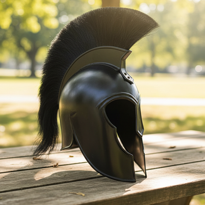 Medieval Achilles Troy Black Helmet – Trojan Warrior Greek Armor Helm with Free Wooden Stand