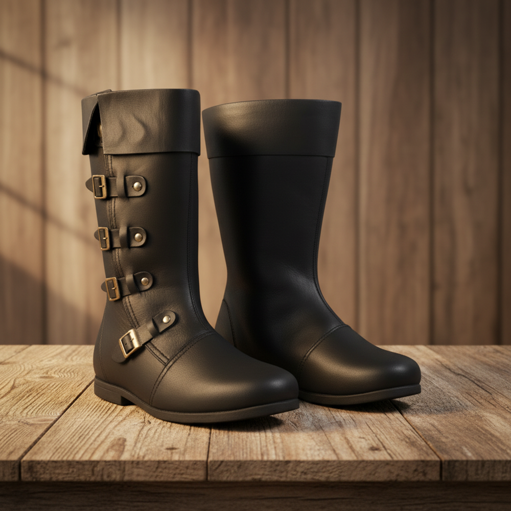 Medieval Leather Boots – Viking Renaissance Pirate Shoes for LARP, Reenactment & Cosplay
