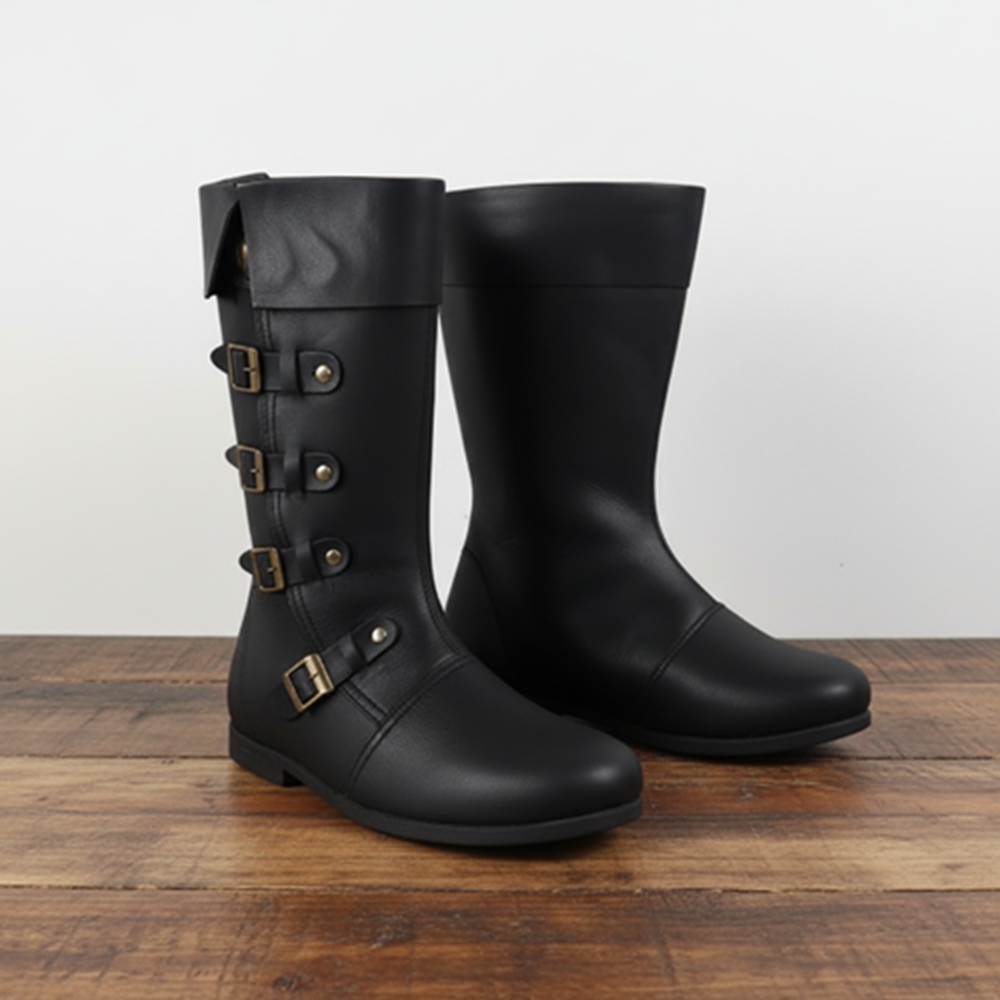 Medieval Leather Boots – Viking Renaissance Pirate Shoes for LARP, Reenactment & Cosplay