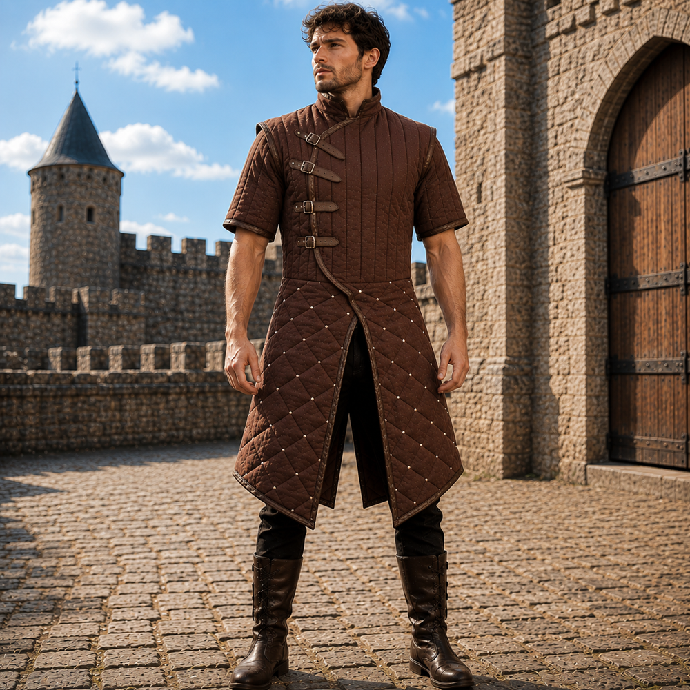 Medieval Half Sleeve Quilted Gambeson Coat