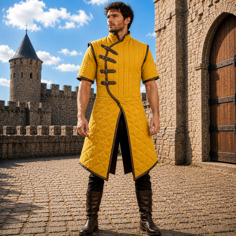 Medieval Half Sleeve Quilted Gambeson Coat