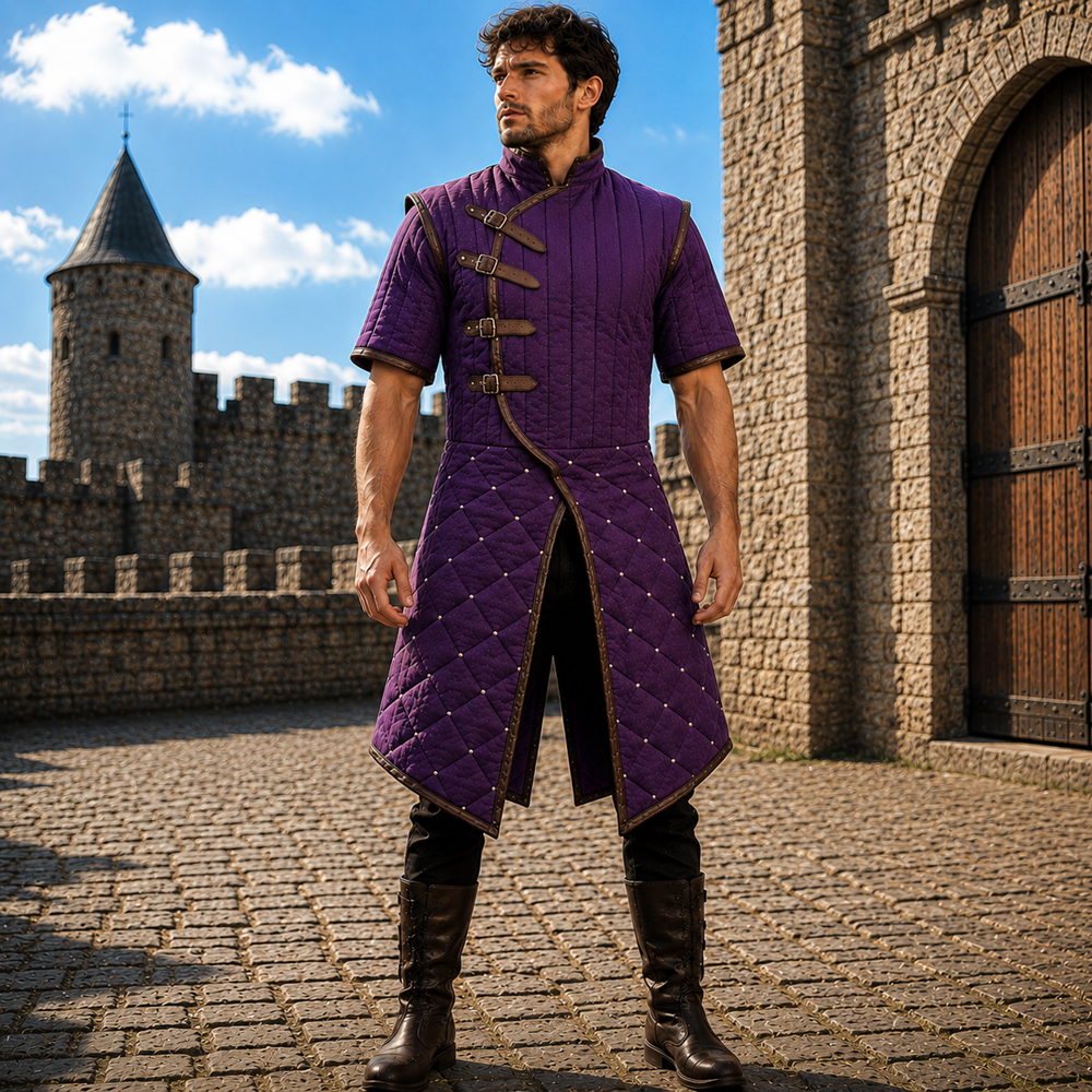 Medieval Half Sleeve Quilted Gambeson Coat