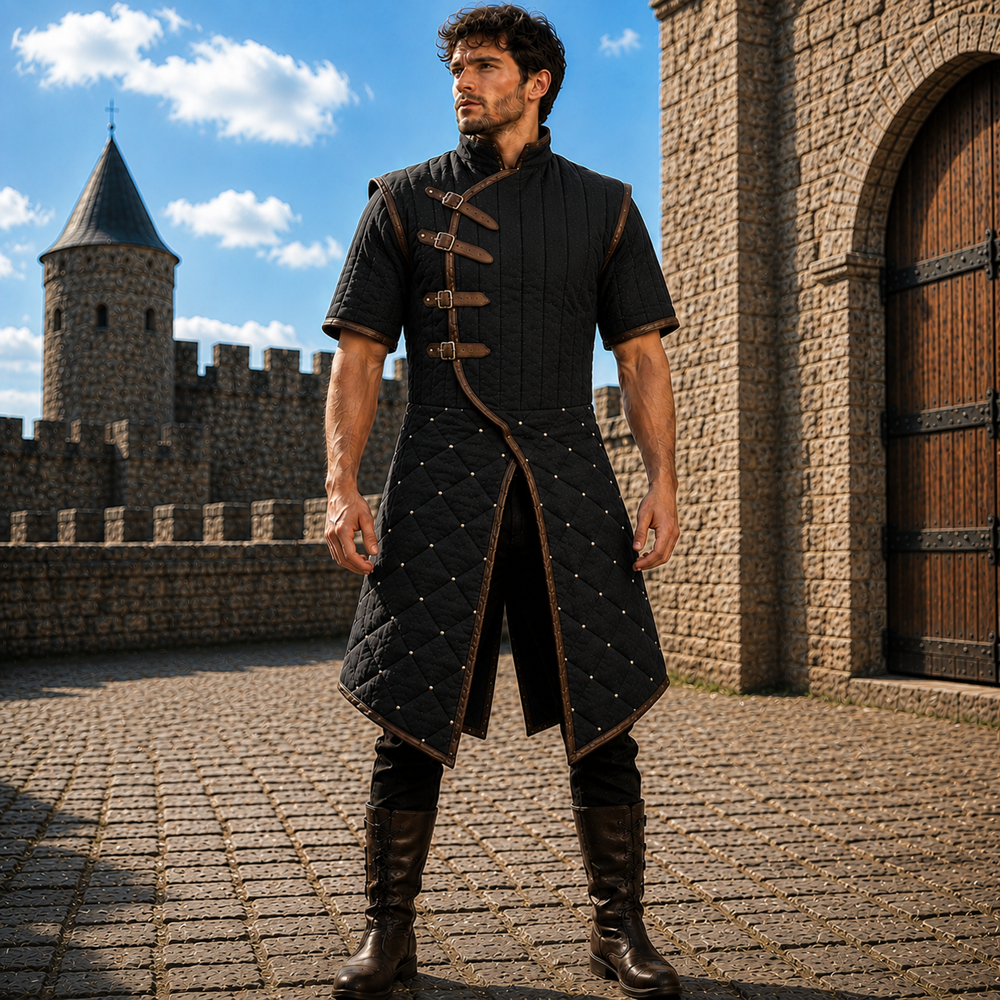 Medieval Half Sleeve Quilted Gambeson Coat