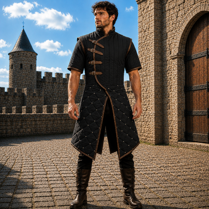 Medieval Half Sleeve Quilted Gambeson Coat