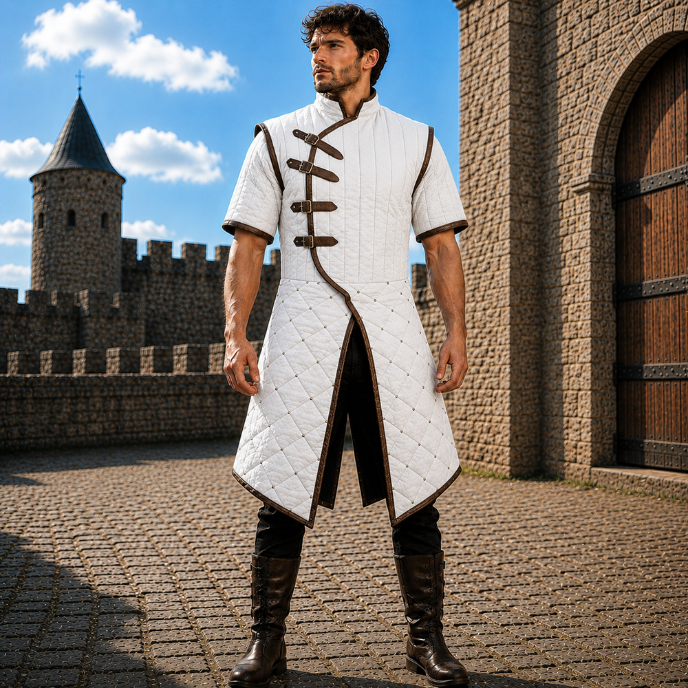 Medieval Half Sleeve Quilted Gambeson Coat