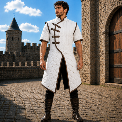Medieval Half Sleeve Quilted Gambeson Coat
