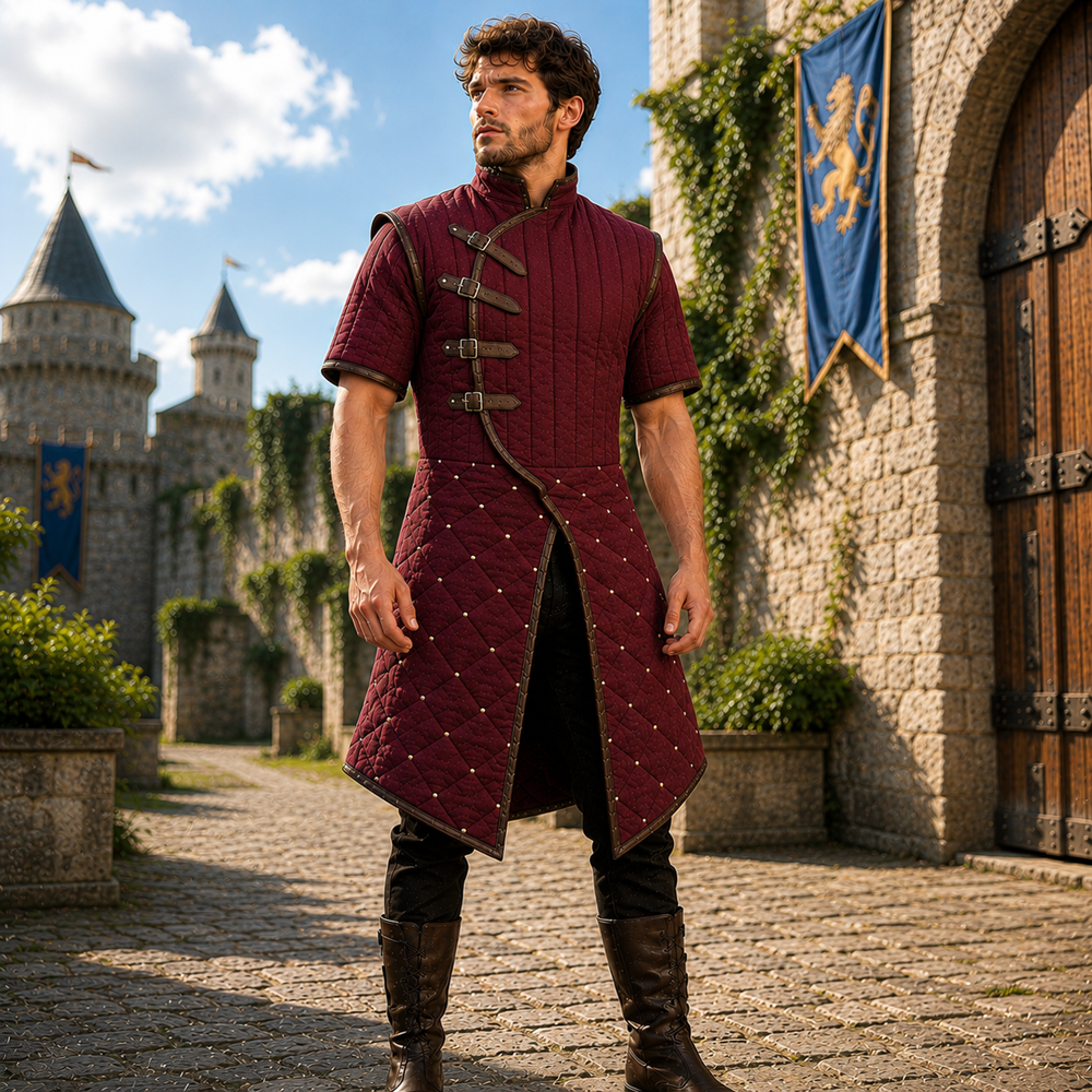 Medieval Half Sleeve Quilted Gambeson Coat